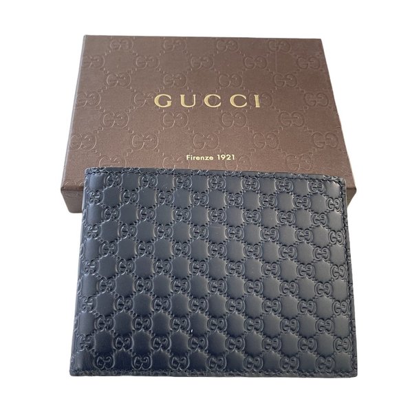 Gucci Men's Dark Navy GG Microguccissima Leather Bifold Wallet 278596 - Picture 9 of 10